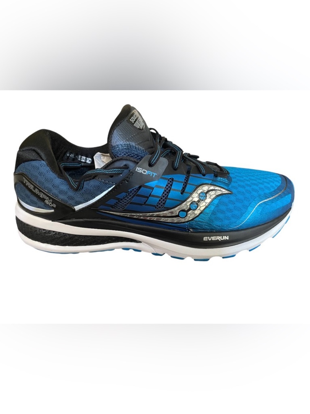 Saucony Black Athletic Shoes with Blue Stitching